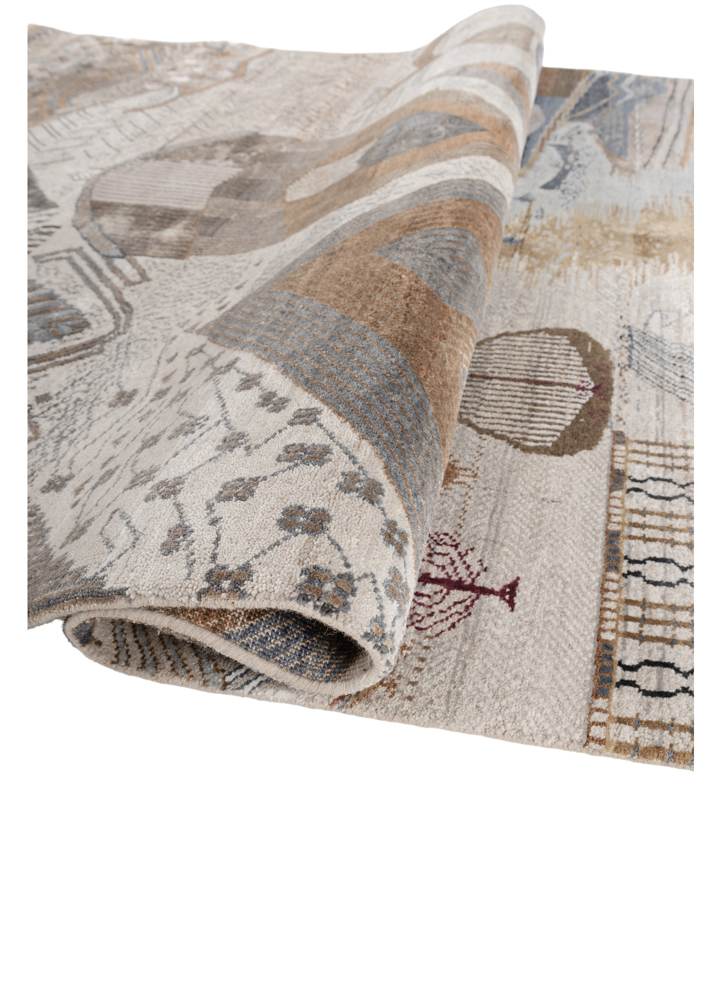 manchaha blue wool and bamboo silk hand knotted Rug - FloorShot