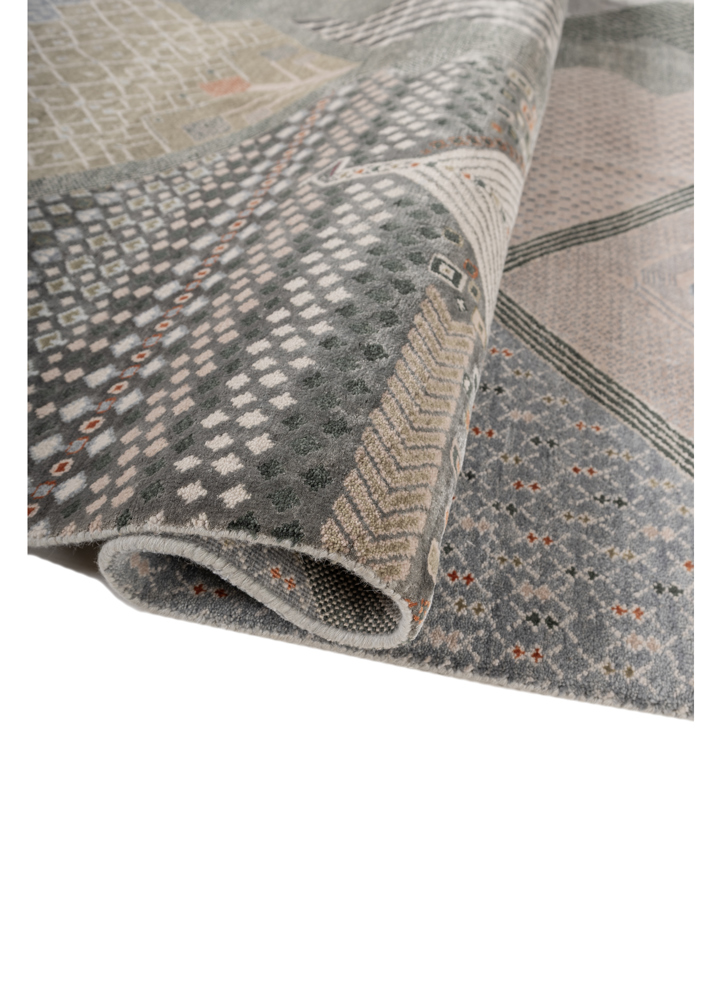 manchaha pink and purple wool and bamboo silk hand knotted Rug - FloorShot