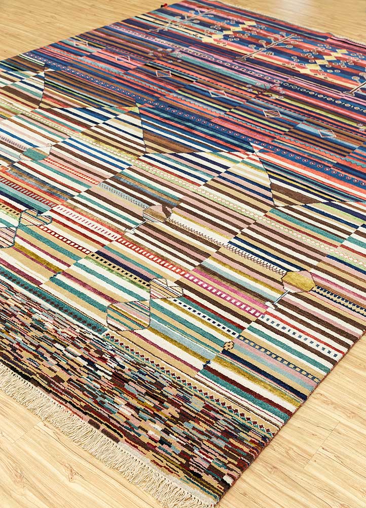 aurora ivory wool hand knotted Rug - FloorShot