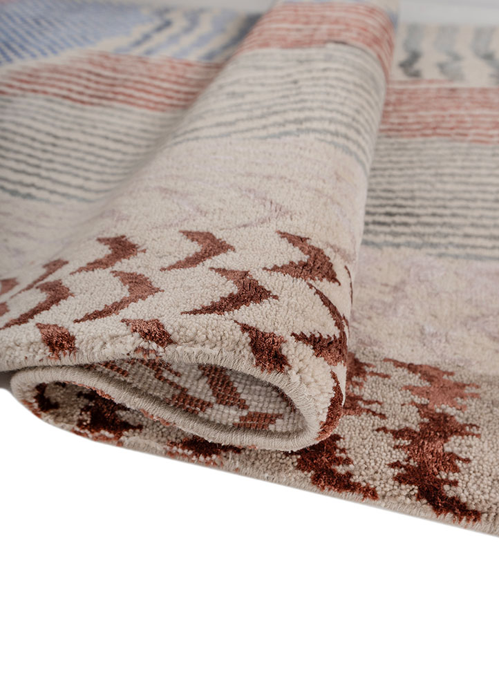 manchaha red and orange wool and bamboo silk hand knotted Rug - FloorShot