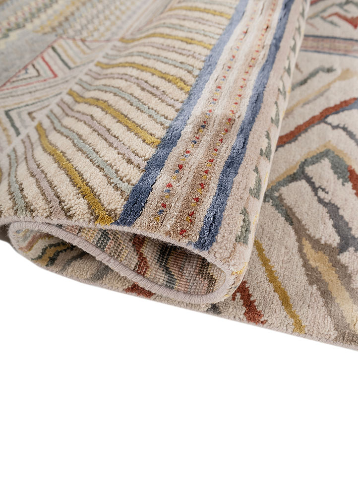 manchaha beige and brown wool and bamboo silk hand knotted Rug - FloorShot