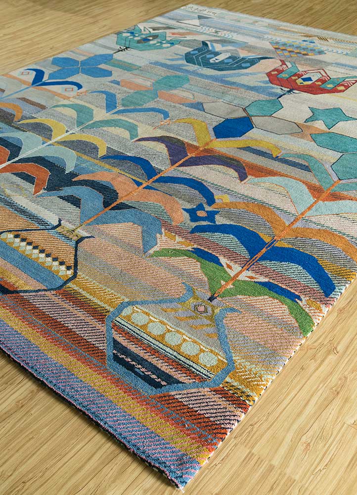 freedom manchaha multi wool and bamboo silk hand knotted Rug - FloorShot
