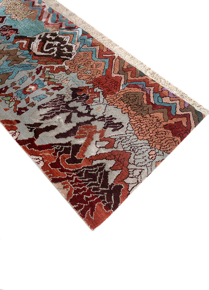 manchaha ivory wool and bamboo silk hand knotted Rug - FloorShot