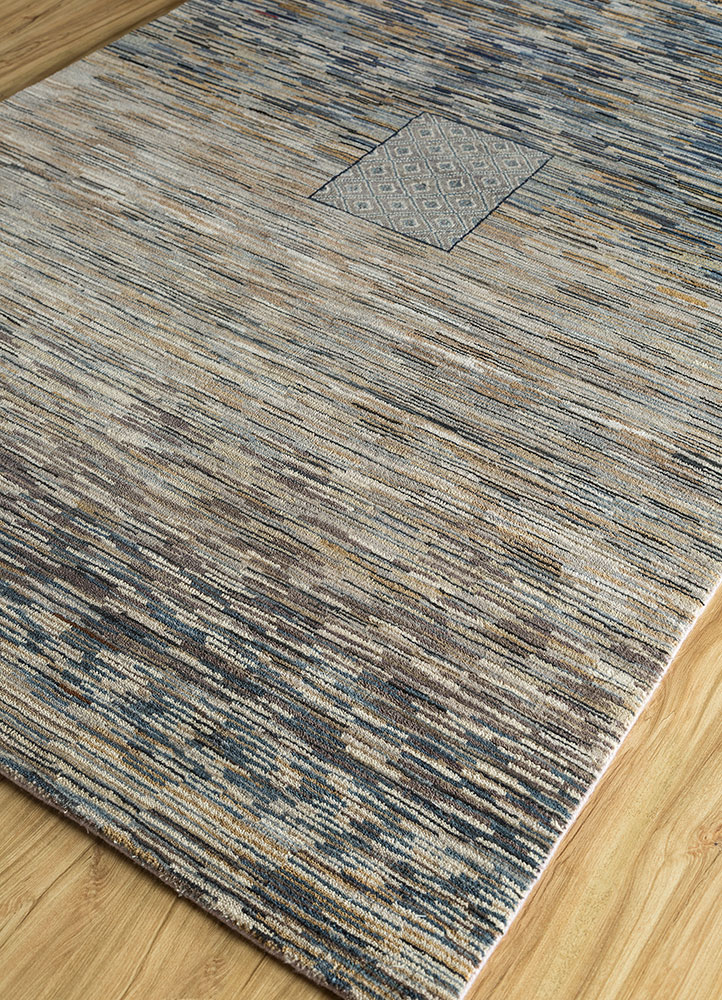 freedom manchaha beige and brown wool and bamboo silk hand knotted Rug - FloorShot