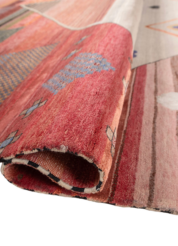 freedom manchaha red and orange wool and bamboo silk hand knotted Rug - FloorShot