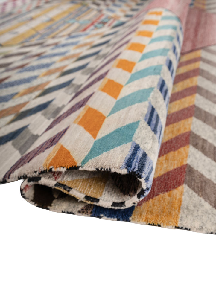 freedom manchaha blue wool and bamboo silk hand knotted Rug - FloorShot