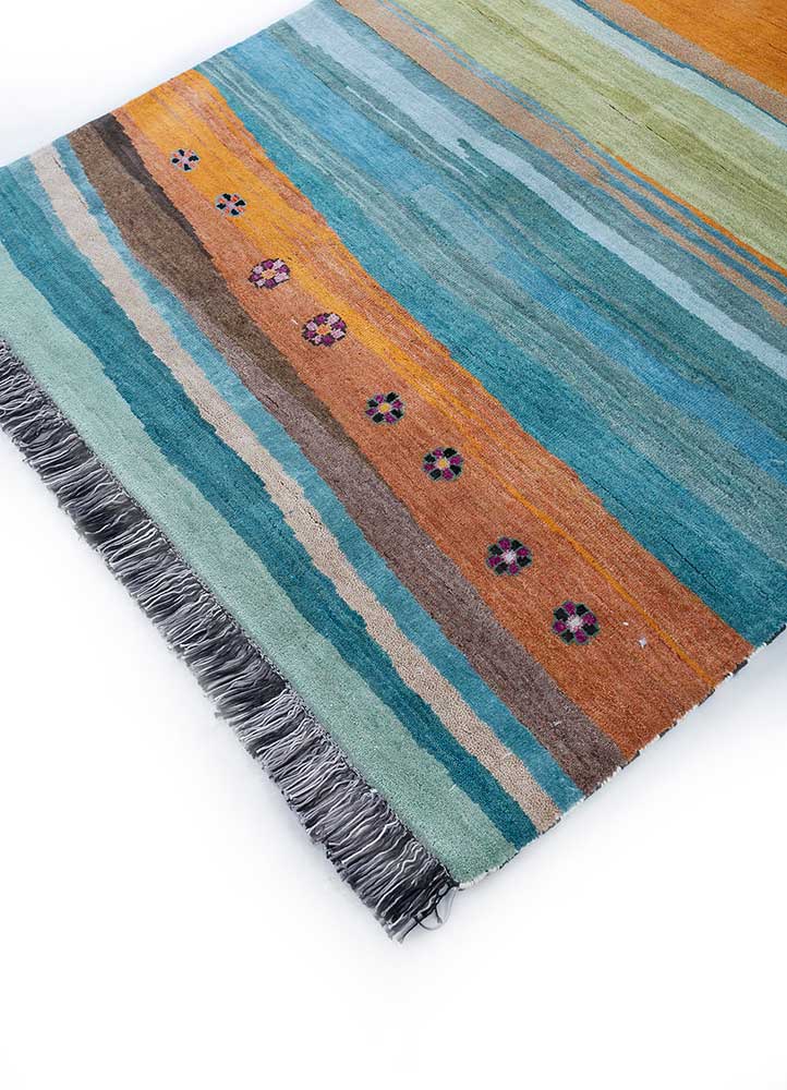 freedom manchaha multi wool and bamboo silk hand knotted Rug - FloorShot