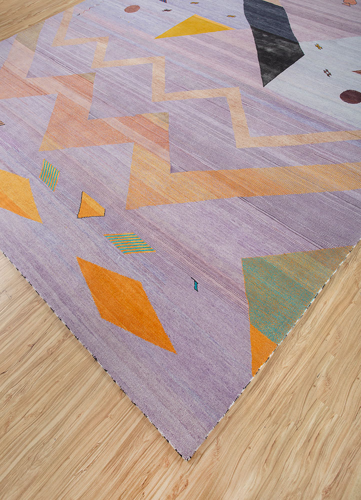 freedom manchaha pink and purple wool and bamboo silk hand knotted Rug - FloorShot