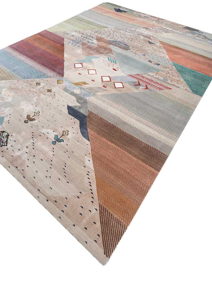 freedom manchaha ivory wool and bamboo silk hand knotted Rug - FloorShot