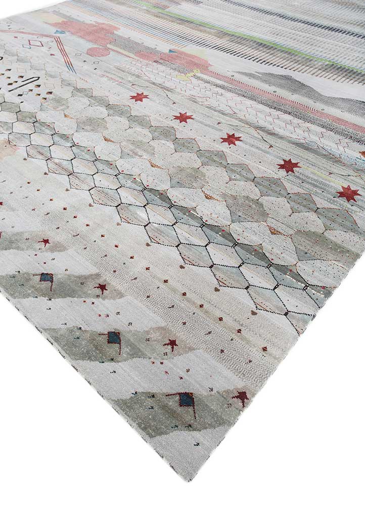 freedom manchaha blue wool and bamboo silk hand knotted Rug - FloorShot