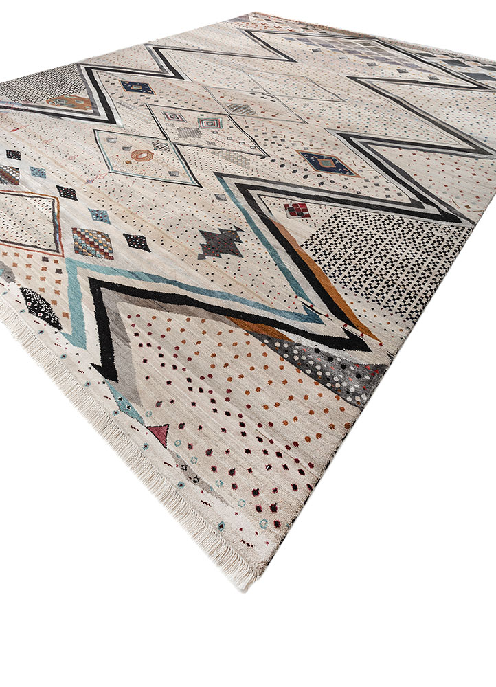 freedom manchaha ivory wool and bamboo silk hand knotted Rug - FloorShot