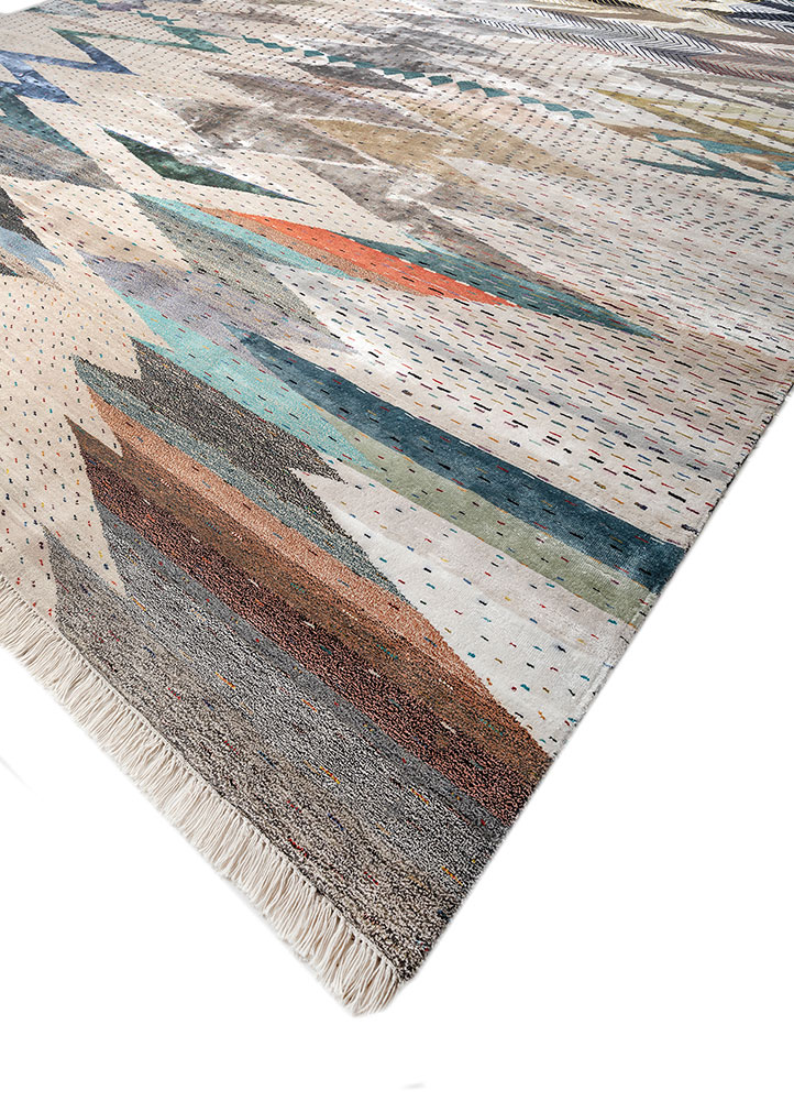 freedom manchaha ivory wool and bamboo silk hand knotted Rug - FloorShot