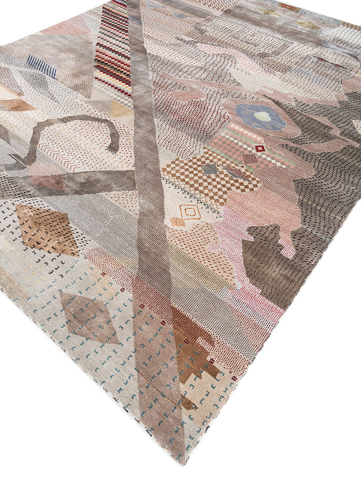 freedom manchaha grey and black wool and bamboo silk hand knotted Rug - FloorShot