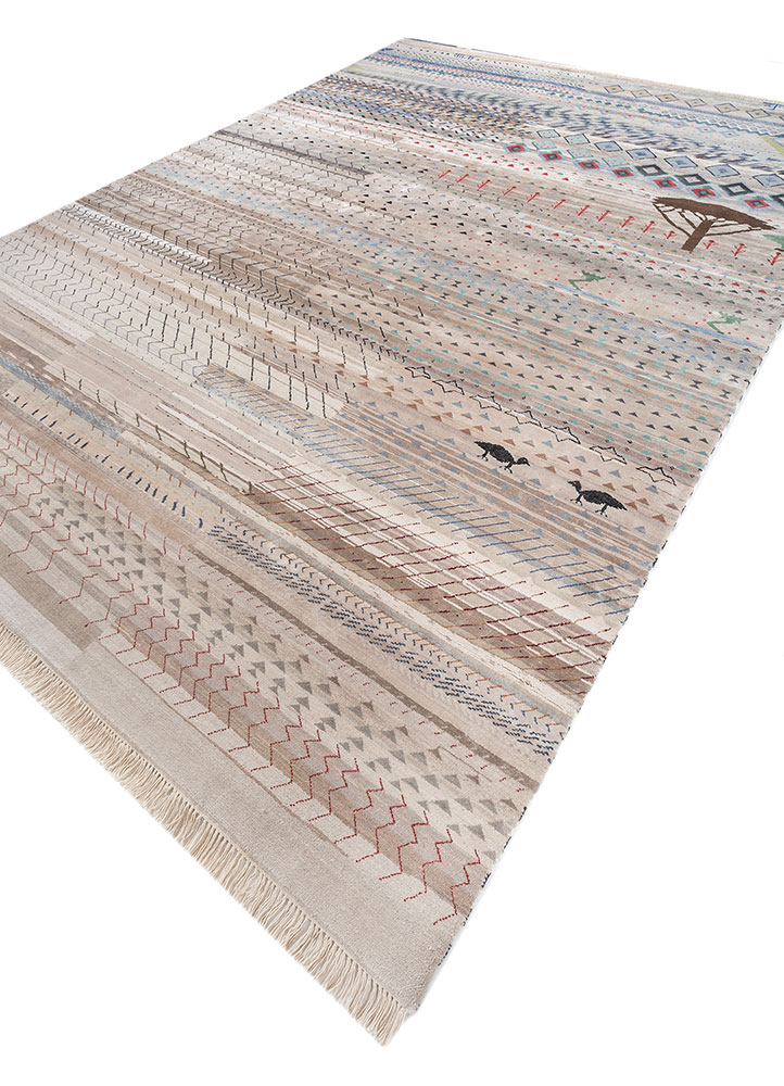freedom manchaha ivory wool and bamboo silk hand knotted Rug - FloorShot