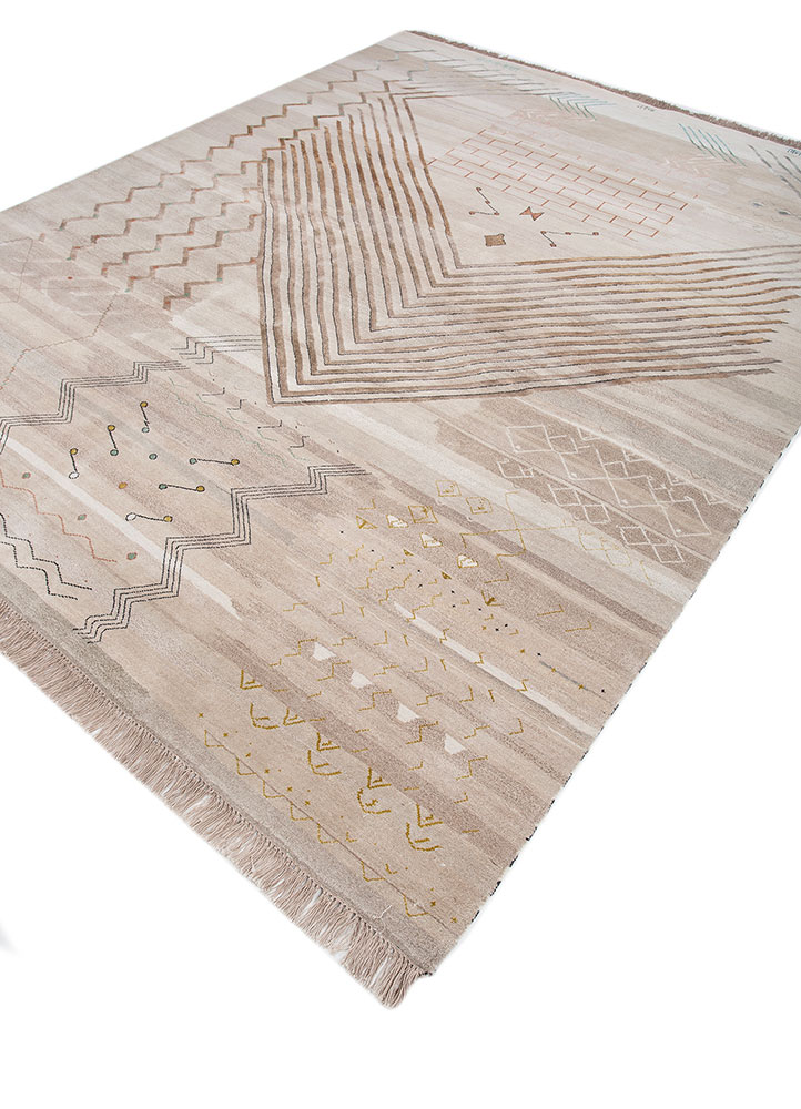 freedom manchaha ivory wool and bamboo silk hand knotted Rug - FloorShot