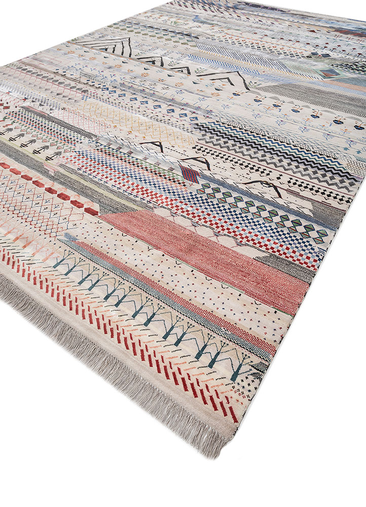 freedom manchaha ivory wool and bamboo silk hand knotted Rug - FloorShot