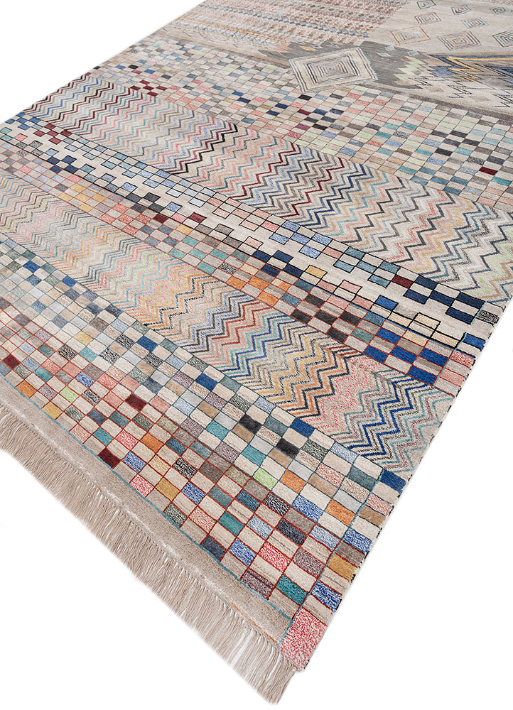 freedom manchaha ivory wool and bamboo silk hand knotted Rug - FloorShot