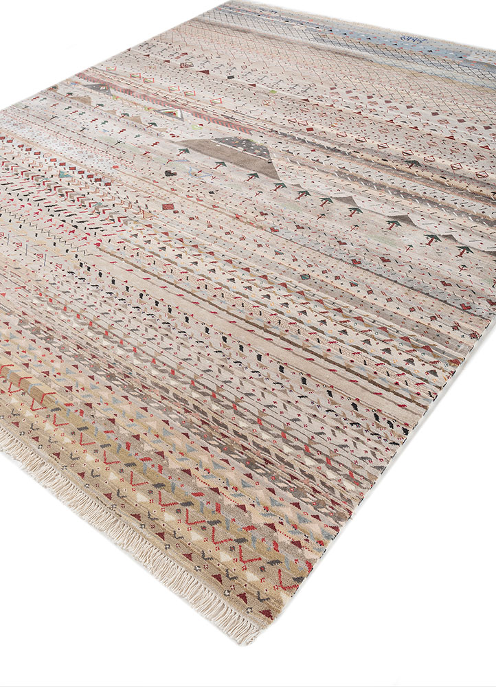 freedom manchaha ivory wool and bamboo silk hand knotted Rug - FloorShot