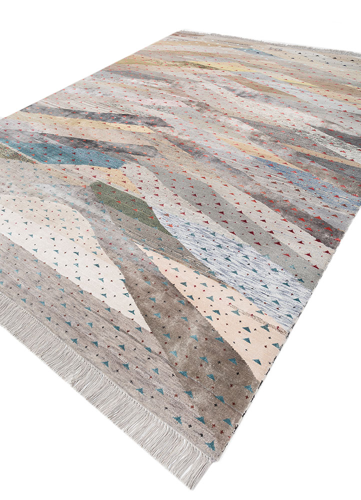 freedom manchaha beige and brown wool and bamboo silk hand knotted Rug - FloorShot