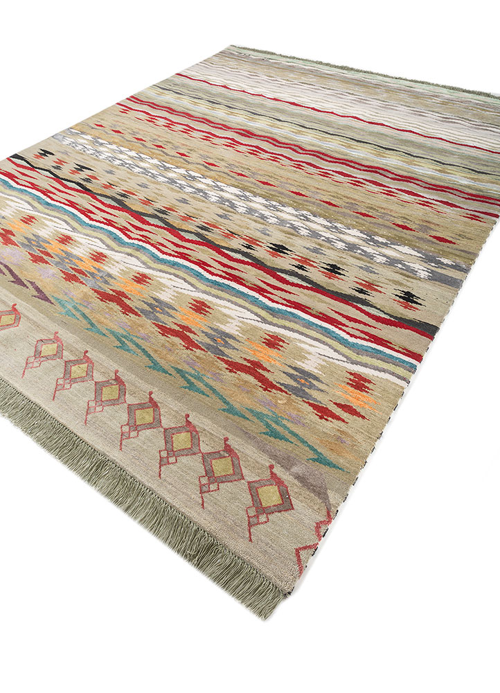 freedom manchaha green wool and bamboo silk hand knotted Rug - FloorShot