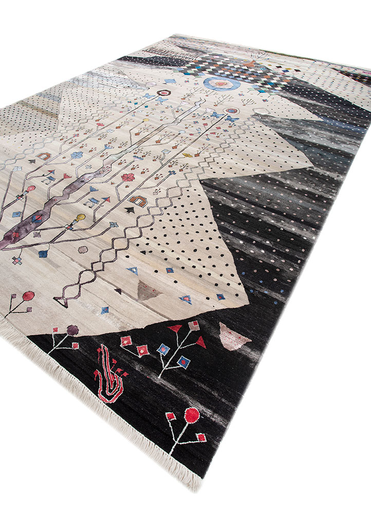 freedom manchaha ivory wool and bamboo silk hand knotted Rug - FloorShot