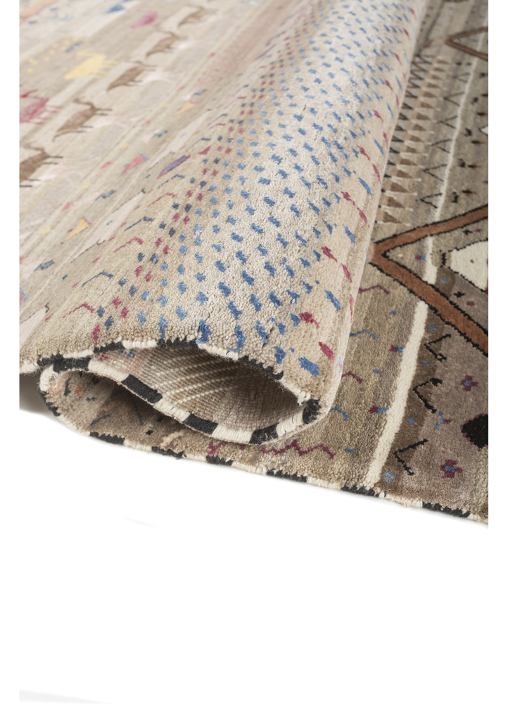 freedom manchaha beige and brown wool and bamboo silk hand knotted Rug - FloorShot