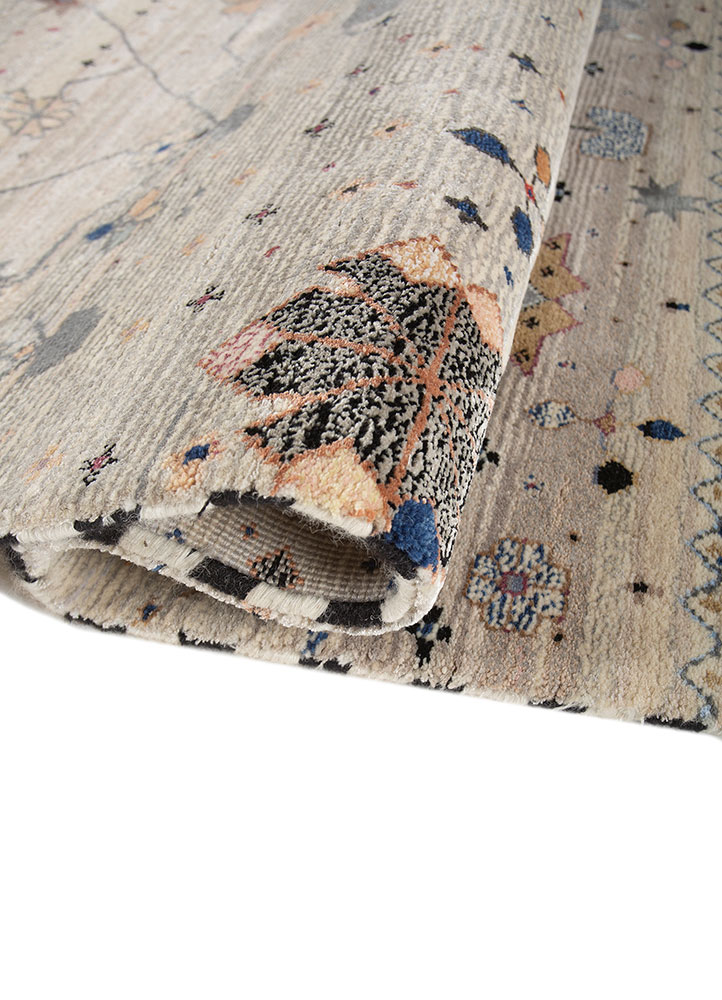 freedom manchaha ivory wool and bamboo silk hand knotted Rug - FloorShot