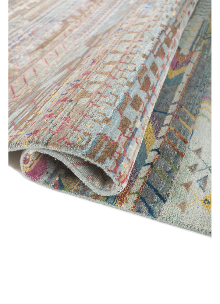 freedom manchaha blue wool and bamboo silk hand knotted Rug - FloorShot