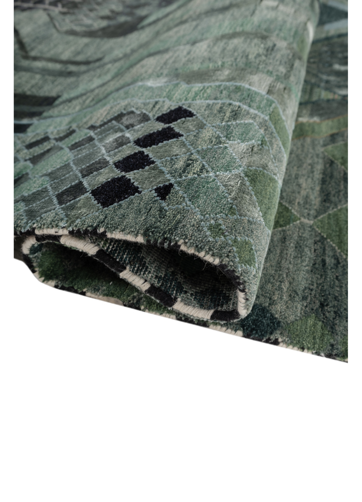 freedom manchaha green wool and bamboo silk hand knotted Rug - FloorShot