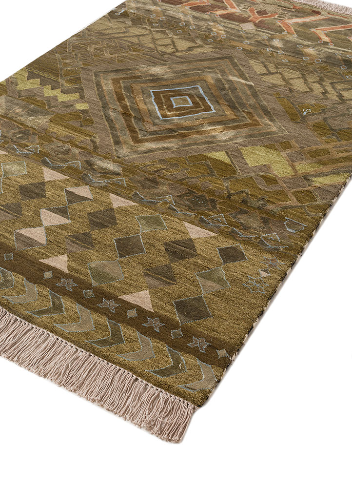 freedom manchaha green wool and bamboo silk hand knotted Rug - FloorShot