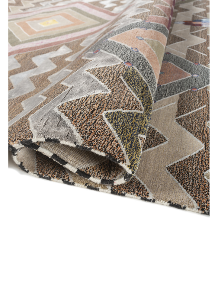 freedom manchaha pink and purple wool and bamboo silk hand knotted Rug - FloorShot