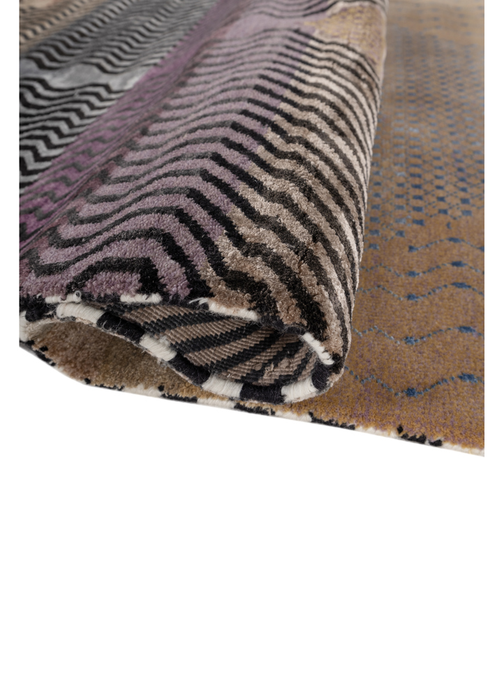 freedom manchaha gold wool and bamboo silk hand knotted Rug - FloorShot