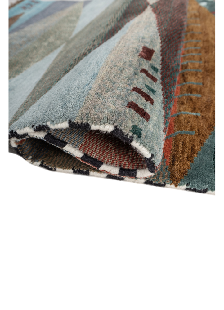 freedom manchaha blue wool and bamboo silk hand knotted Rug - FloorShot
