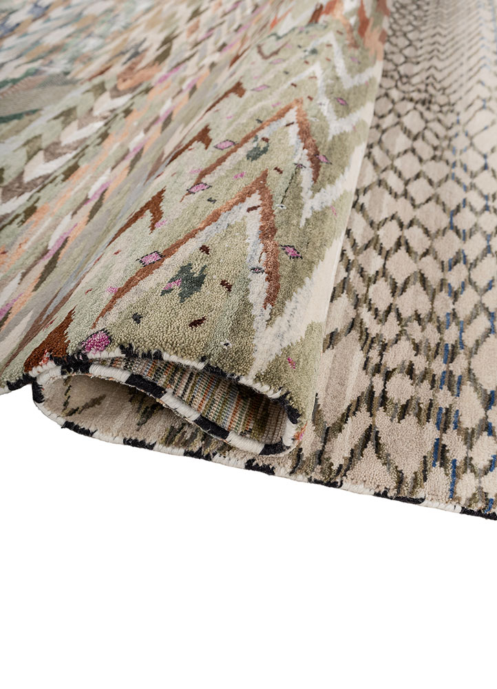 freedom manchaha green wool and bamboo silk hand knotted Rug - FloorShot