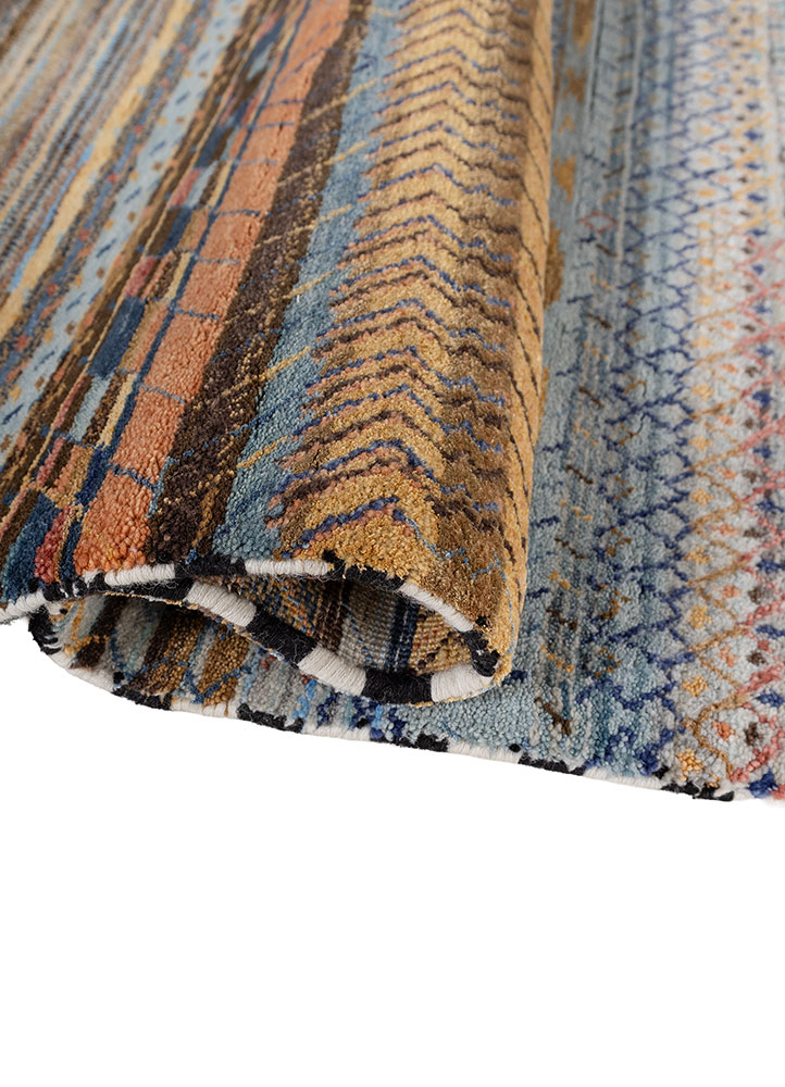 freedom manchaha blue wool and bamboo silk hand knotted Rug - FloorShot