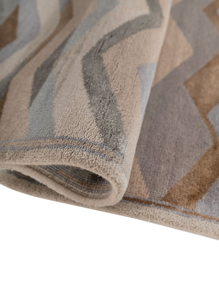manchaha beige and brown wool and bamboo silk hand knotted Rug - FloorShot