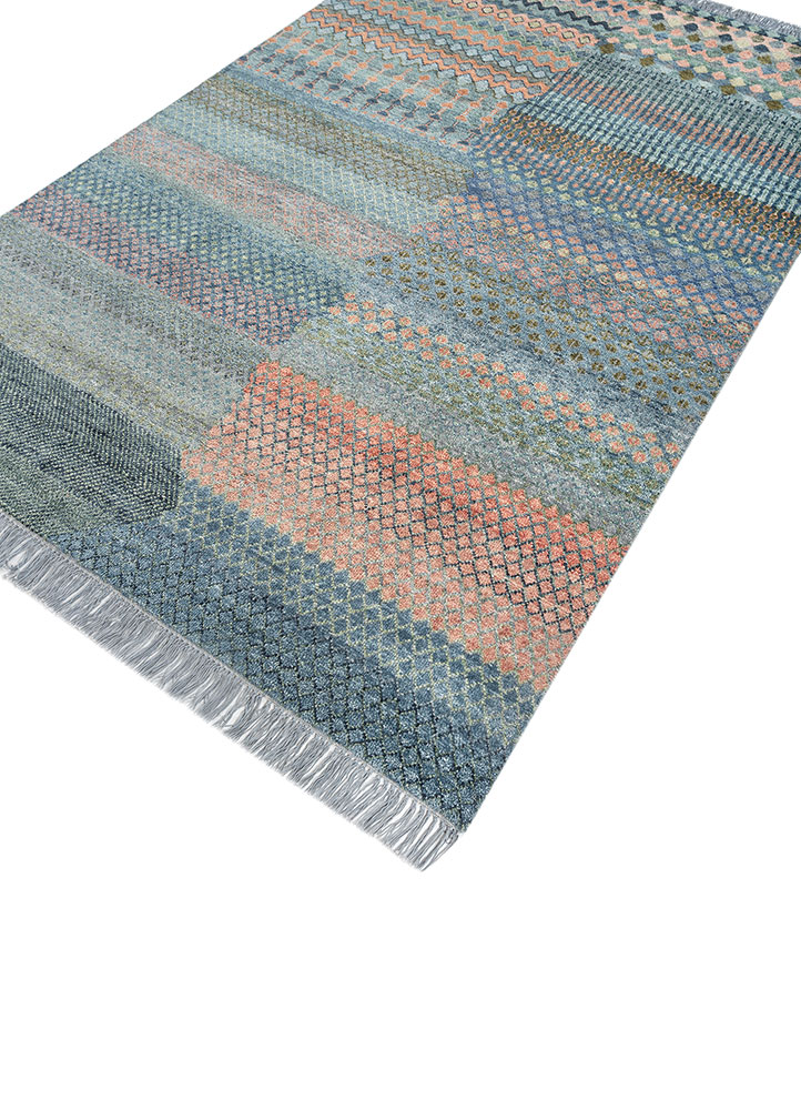 manchaha blue wool hand knotted Rug - FloorShot