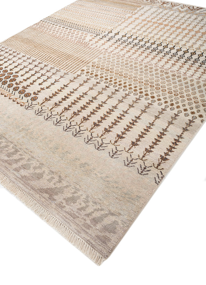 manchaha ivory wool hand knotted Rug - FloorShot