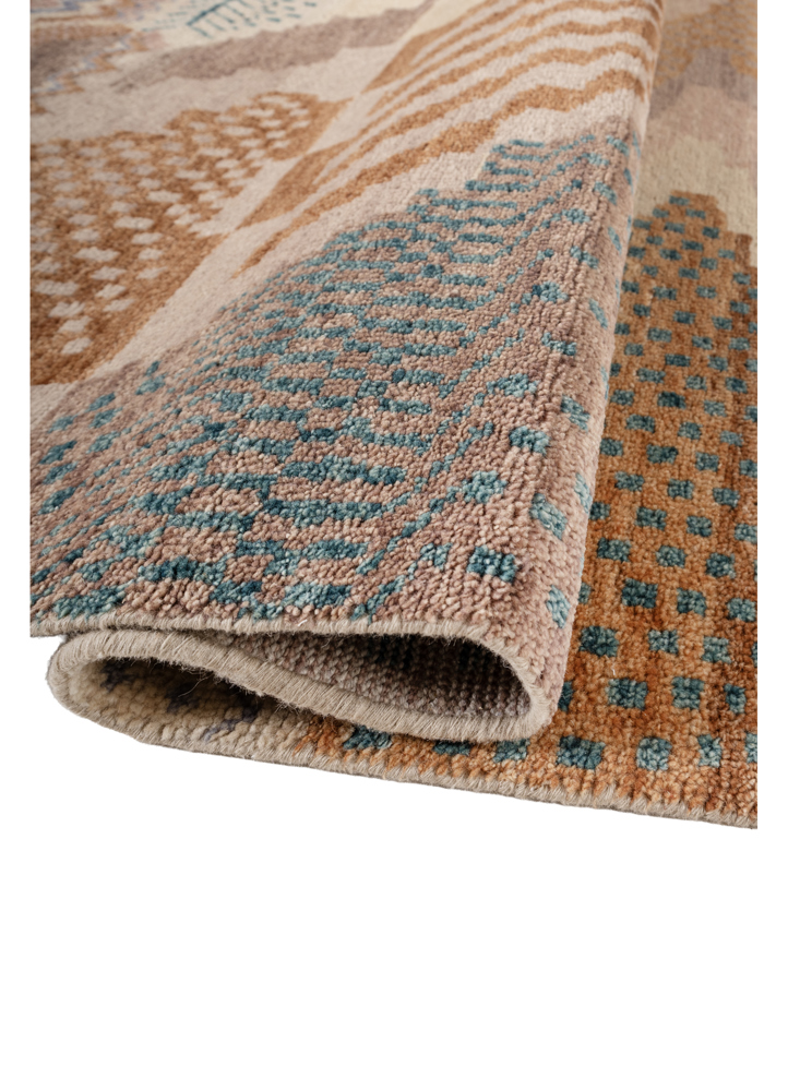 manchaha red and orange wool hand knotted Rug - FloorShot