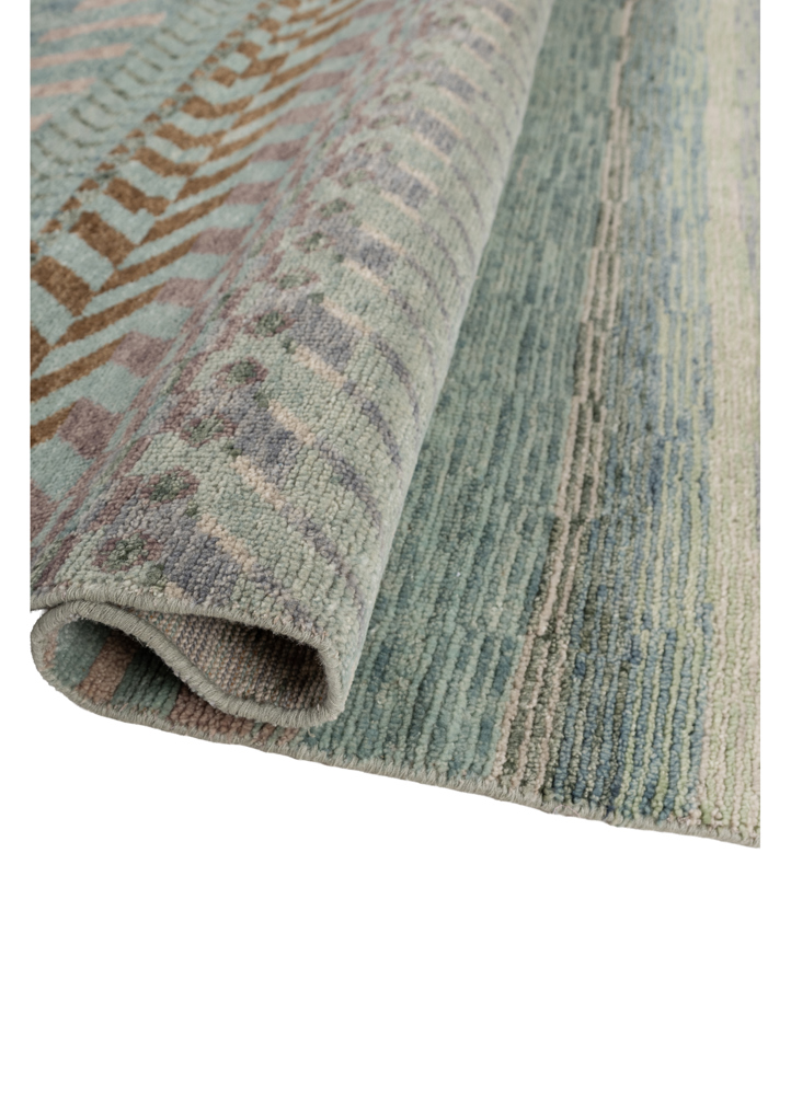 manchaha blue wool hand knotted Rug - FloorShot