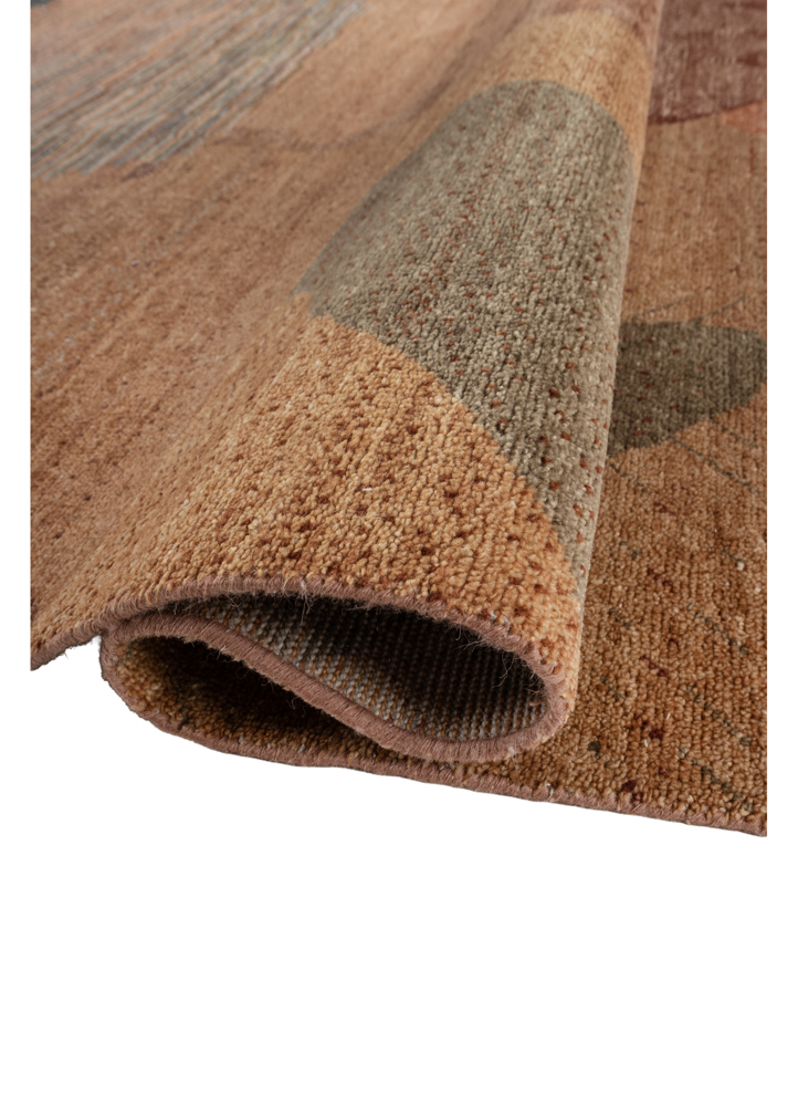 manchaha red and orange wool hand knotted Rug - FloorShot
