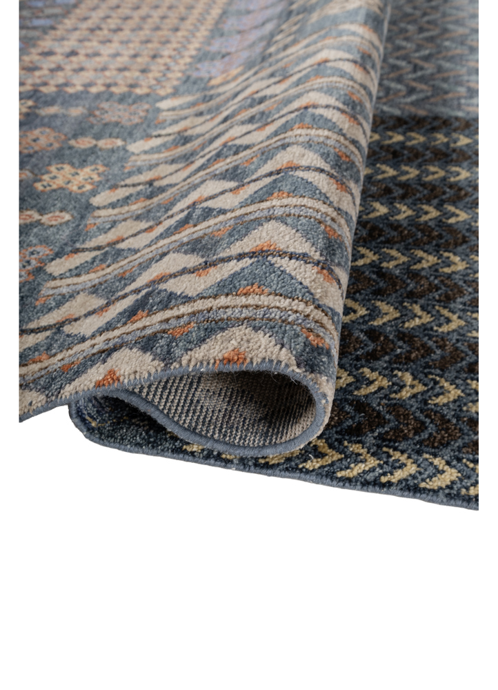 manchaha blue wool hand knotted Rug - FloorShot