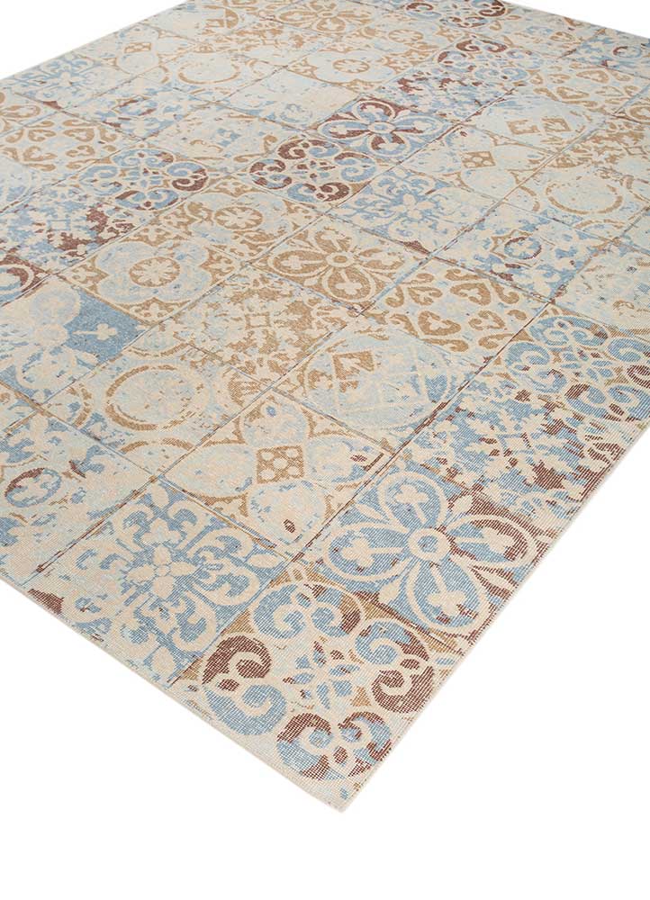 erbe beige and brown wool hand knotted Rug - FloorShot