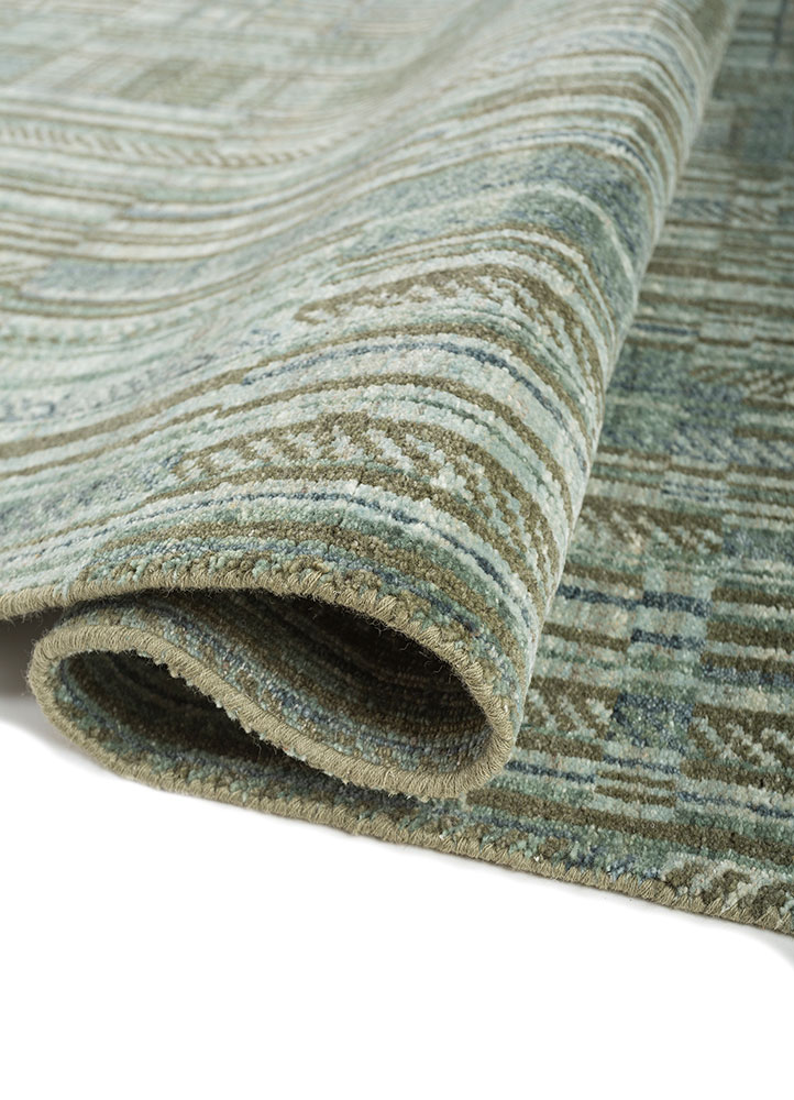 aprezo blue afghan wool hand knotted Rug - FloorShot