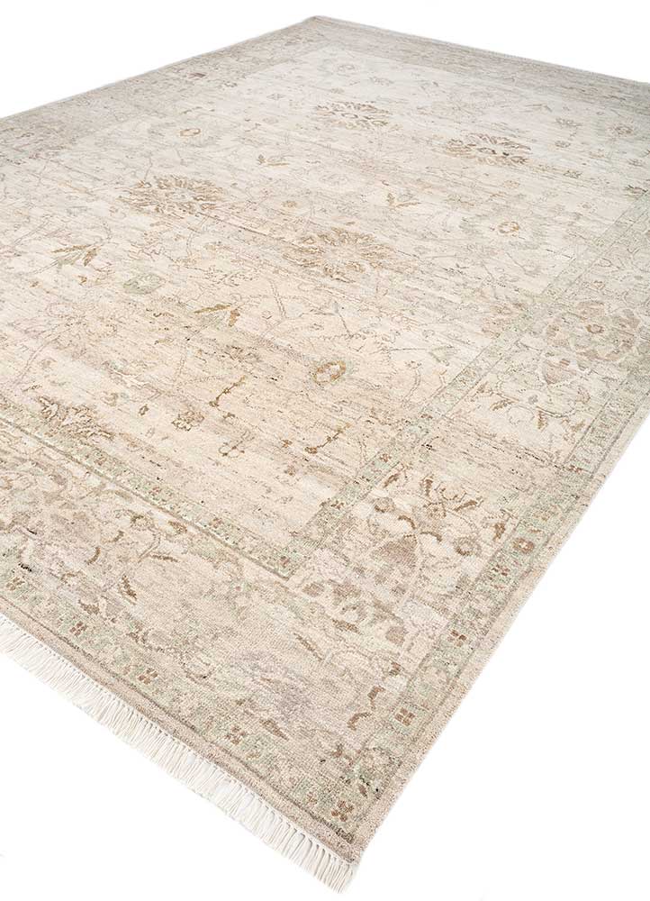 erbe ivory afghan wool hand knotted Rug - FloorShot