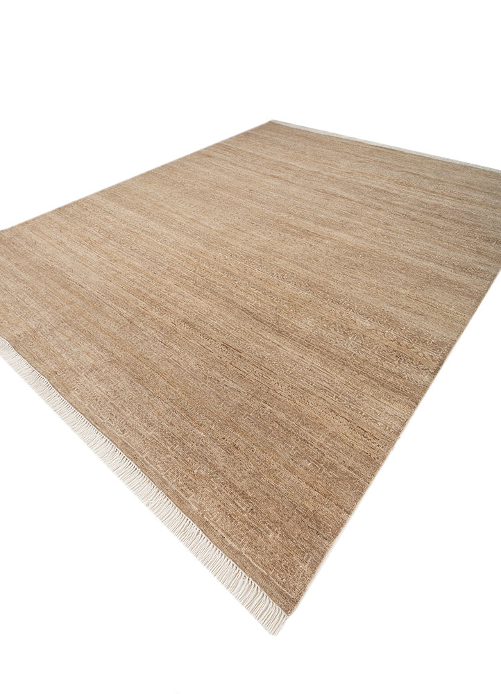 viscaya beige and brown afghan wool hand knotted Rug - FloorShot