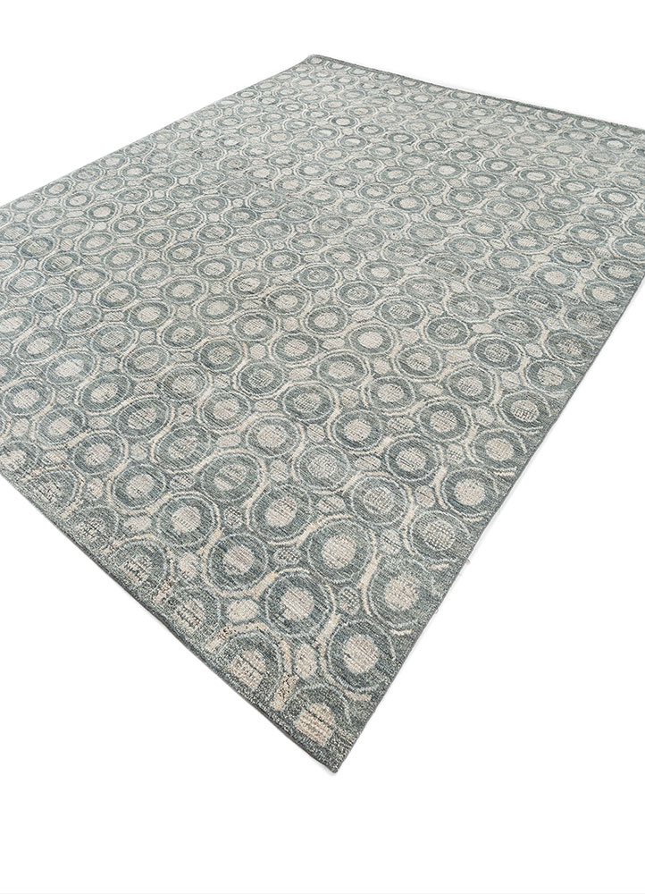 erbe blue afghan wool hand knotted Rug - FloorShot