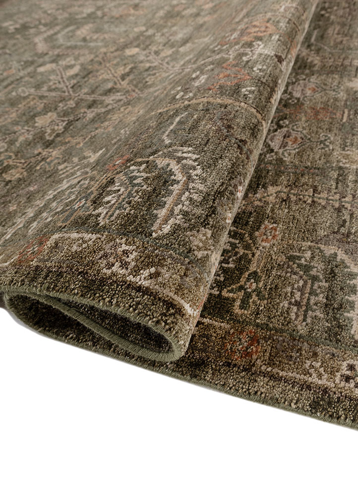erbe green wool hand knotted Rug - FloorShot