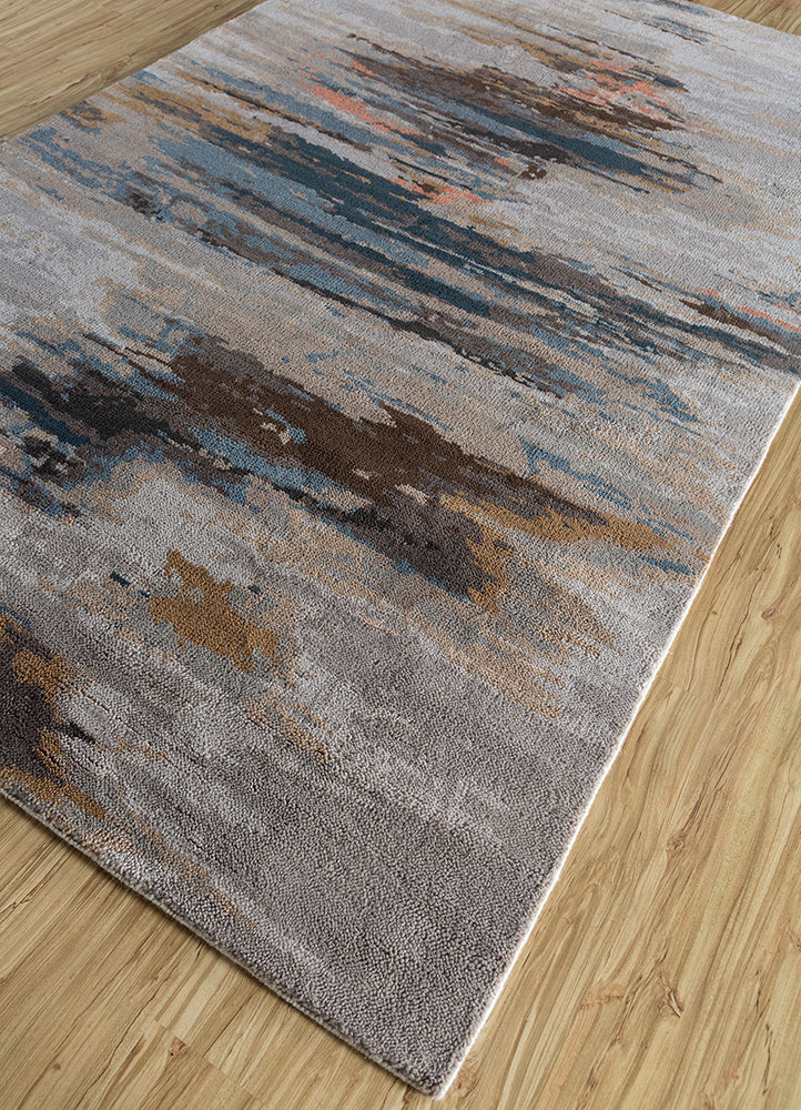 uvenuti grey and black polyester hand knotted Rug - FloorShot