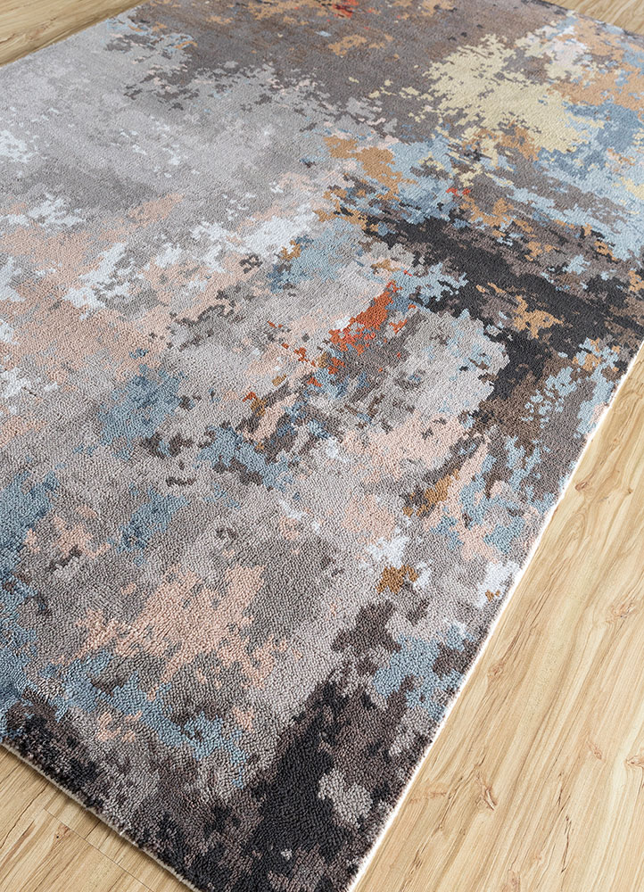 uvenuti grey and black polyester hand knotted Rug - FloorShot